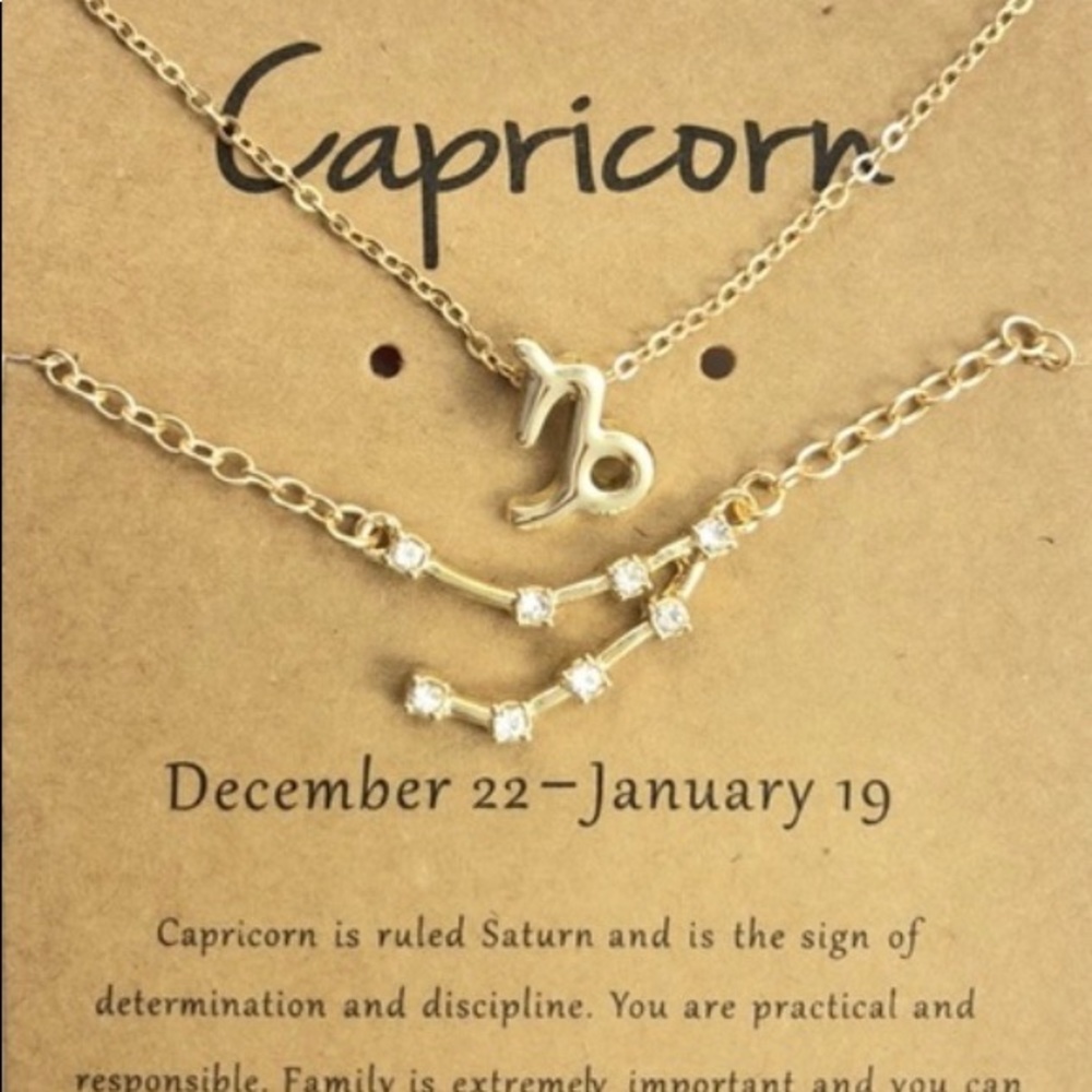Capricorn ♑️ Zodiac signed Necklace+Bracelet+Card
